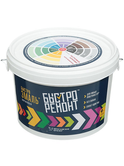 Эмаль Ярославские Краски, Быстроэмаль, быстросохнущая, акриловая, шелковисто-матовая, белая, 2.7 кг