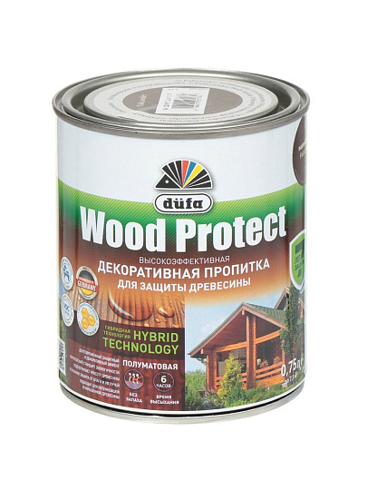 Пропитка Dufa, Wood Protect, для дерева, тик, 0.75 л