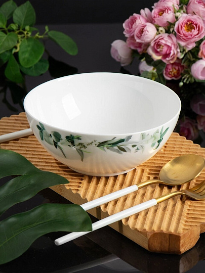 Салатник стеклокерамика, круглый, 18х7 см, 0.95 л, Эвкалипт, Daniks, LHW-70