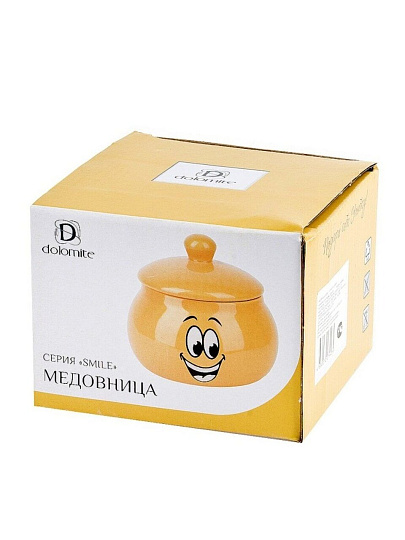Банка для меда, керамика, 0.5 л, 13х12 см, с крышкой, подарочная упаковка, Smile, L2520867