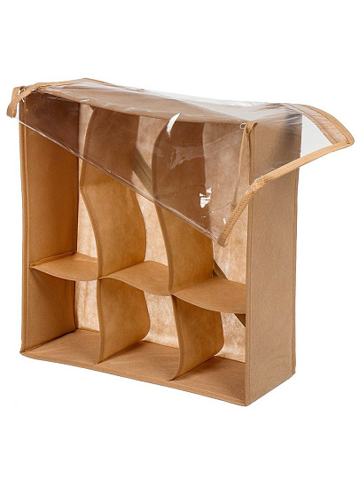 Кофр для хранения, 6 секций, с крышкой, складной, 40х40х13 см, спанбонд, с молнией, твердые стенки, в ассортименте, М-151-40401