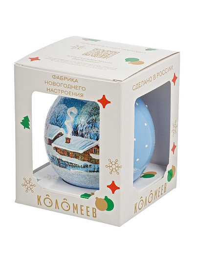 Елочный шар Волшебная зима 4, 10 см, стекло, КУ-100-213012