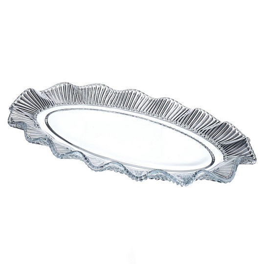 Блюдо стекло, для сервировки, овальное, 20х33 см, Crystal Pearl, Lefard, 675-133