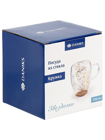 Кружка стекло, 350 мл, Звездочки, двойные стенки, 8х11.5 см, Daniks