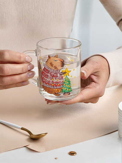 Кружка стекло, 200 мл, Green Tea Новогодняя Калибара, ОСЗ, С1335
