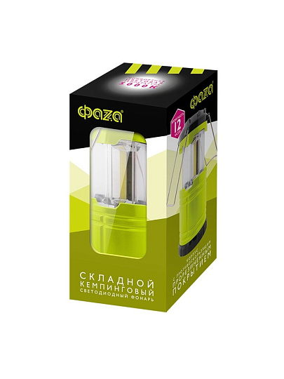 Фонарь кемпинговый, ФАZА, CF3-L1W-gn, ABS-пластик, черно-зеленый, 5023482