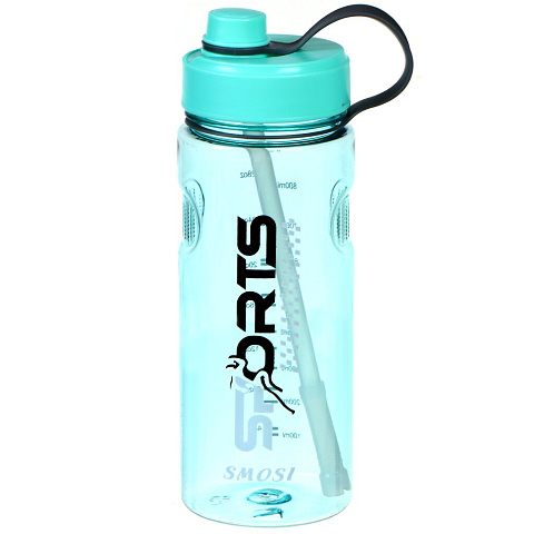 Бутылочка спортивная 1 л, пластик, с соломинкой, T2022-HT015