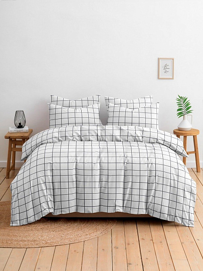 Постельное белье 2-спальное, простыня 200х215 см, 2 наволочки 70х70 см, пододеяльник 175х215 см, Silvano, поплин, б/з, Рэкс