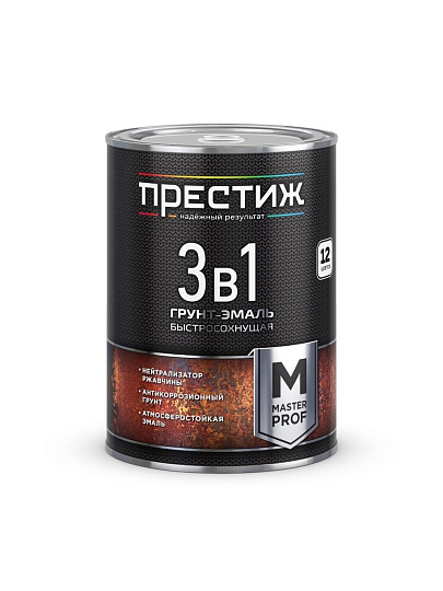 Грунт-эмаль Престиж, Мастер, по ржавчине, быстросохнущая, смоляная, коричневая, 0.9 кг