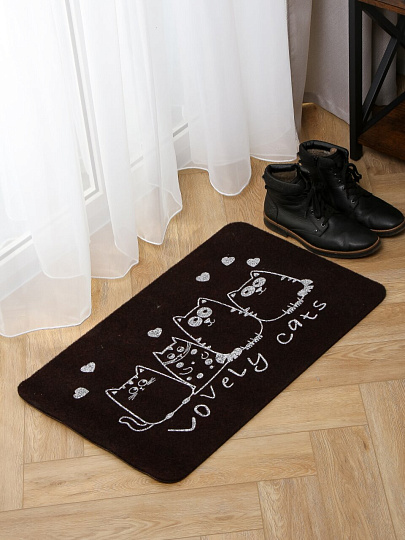 Коврик влаговпитывающий, 50х80 см, прямоугольный, резина, полиэстер, черный, Четыре кота, ComeForte, TCLR/W-1904