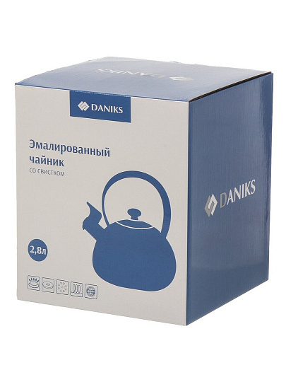 Чайник сталь, эмалированное покрытие, 2.8 л, со свистком, Daniks, Lino, индукция