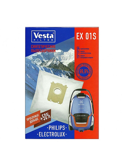 Мешок для пылесоса Vesta filter, EX 01 S, синтетический, 4 шт