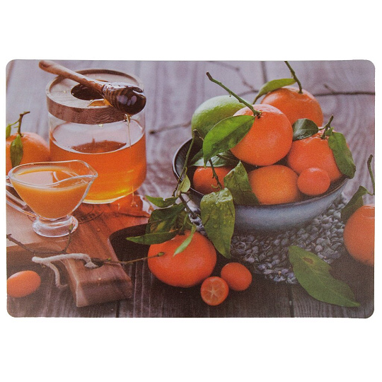 Салфетка для стола пластик, 40х28 см, прямоугольная, Мандарины, Y4-9156