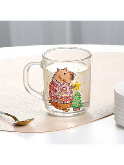 Кружка стекло, 200 мл, Green Tea Новогодняя Калибара, ОСЗ, С1335