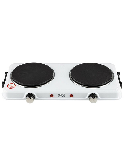 Плита электрическая Homestar, HS-1110, 2000 Вт, 2 конфорки, чугун, эмаль, механическая, переключатель поворотный, белая