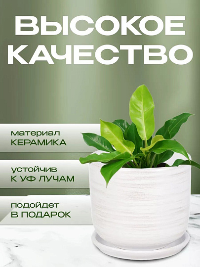 Горшок керамика, 1.5 л, 15х15.5 см, белый, Галактика №3, 008799