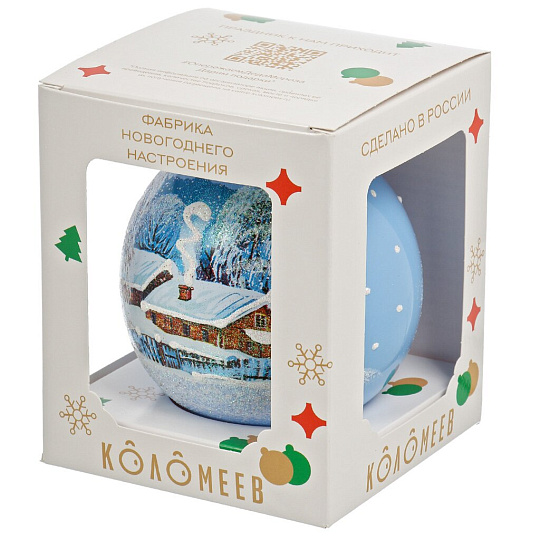 Елочный шар Волшебная зима 4, 10 см, стекло, КУ-100-213012