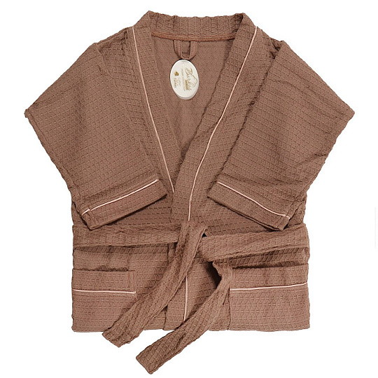 Халат унисекс, вафельный, 100% хлопок, кофейный, XXL-XXXL, 56-58, Barkas, AI-0106013