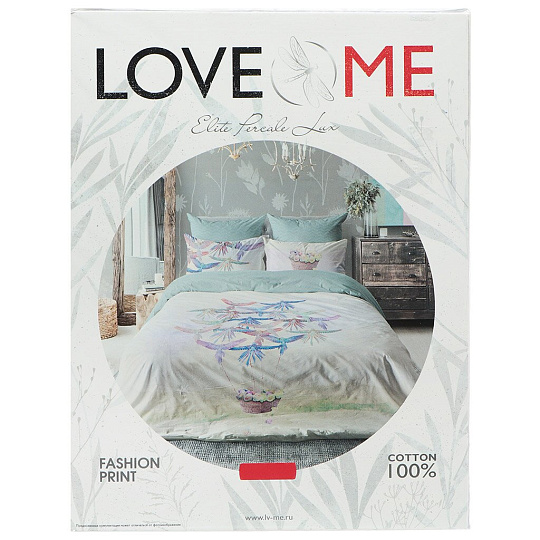 Постельное белье Love Me евро перкаль (простыня 220х240 см, 2 наволочки 50х70 см, 2 наволочки 70х70 см, пододеяльник 200х220 см) 20006+8284/1+8284/2 01 711031