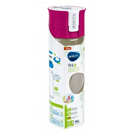 Фильтр-бутылка Brita, Fill&Go Vital, для холодной воды, 1 ступ, 0.6 л, розовый, 1021525