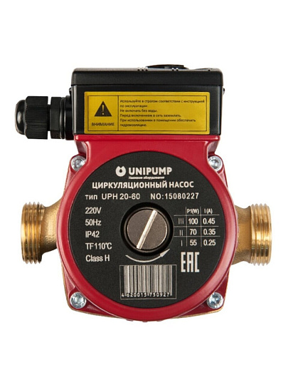 Насос циркуляционный, Unipump, 3/4 '', 93 Вт, максимальный напор 6 м, 2.6 м³/ч, UPН 20-60 130