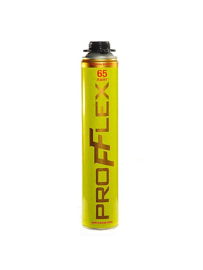 Пена монтажная Profflex, Yellow Lite, профессиональная, 65 л, 850 мл, 850 г, летняя