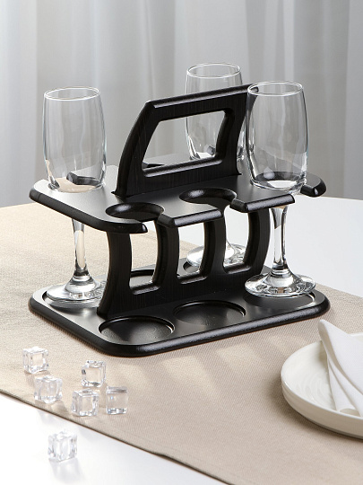 Подставка для бокалов, дерево, прямоугольная, Glasstar, Визит, БАР-160