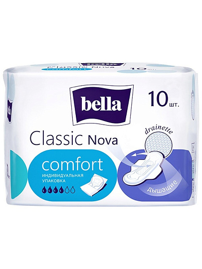 Прокладки женские Bella, Nova Classic Comfort Drainette Air, 10 шт, BE-012-RW10-E08