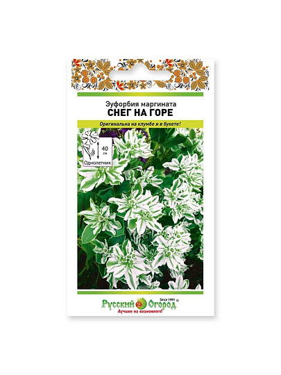 Семена Цветы, Эуфорбия маргината, Снег на горе, 0.5 г, цветная упаковка, Русский огород