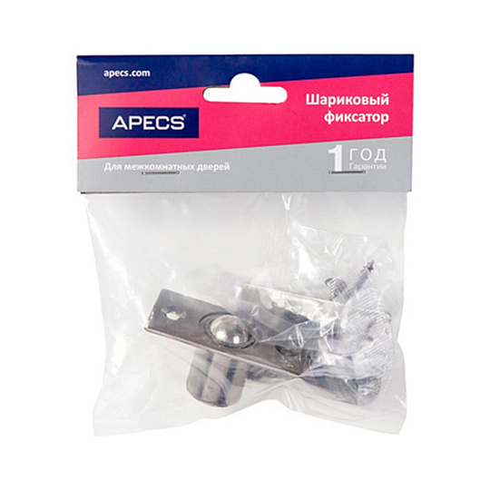 Защелка врезная, Apecs, R-0001-NIS, 15860, шарик, матовый никель