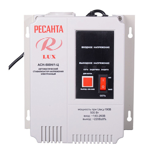 Стабилизатор напряжения Ресанта, Lux, АСН-500Н/1-Ц, 0.5 кВт, 140-260 В, 63/6/39