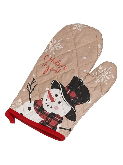 Набор кухонный 2 шт, 18х26 см + 18х18 см (варежка, прихватка), 100% хлопок, Снеговик