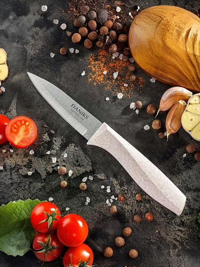 Нож кухонный Daniks, Латте, для овощей, нержавеющая сталь, 9 см, рукоятка пластик, YW-A383-PA
