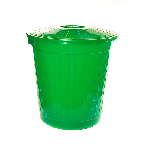 Бак для мусора пластик, 80 л, с крышкой, 54х54х57 см, в ассортименте, Элластик-Пласт