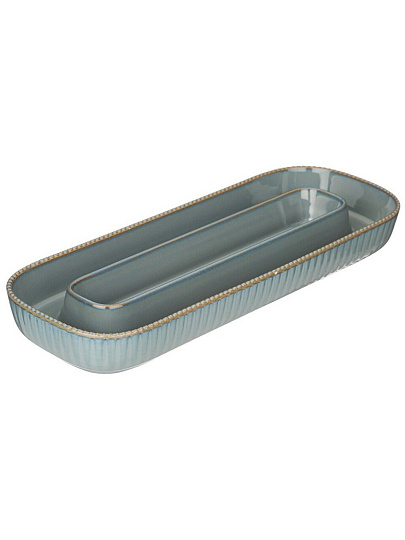 Менажница фарфор, 30х11.5х3.5 см, 2 секции, овал, Bronco, Soul Kitchen, синяя, 189-365