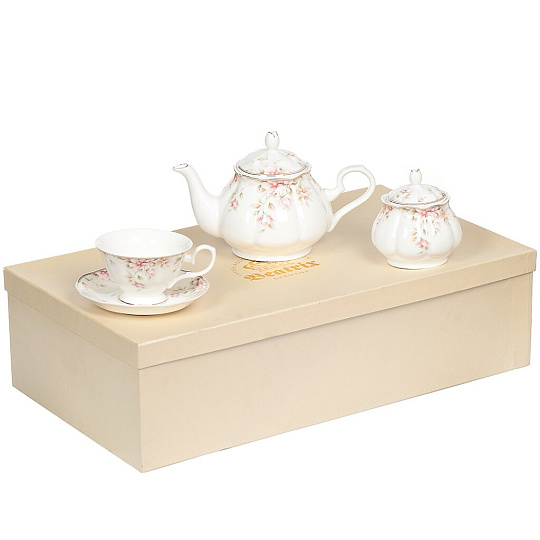 Набор чайный фарфор, 14 предметов, на 6 персон, 220 мл, чайник 900 мл, Beatrix, Сицилия, МН015P/14, подарочная упаковка