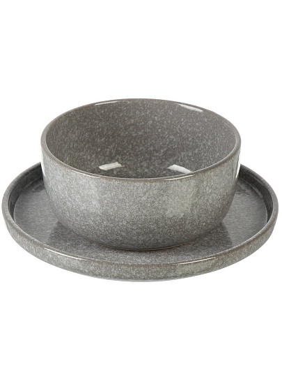 Салатник керамика, круглый, 15х7 см, 0.75 л, Stone, Daniks, HMN240412A1-BW, серый