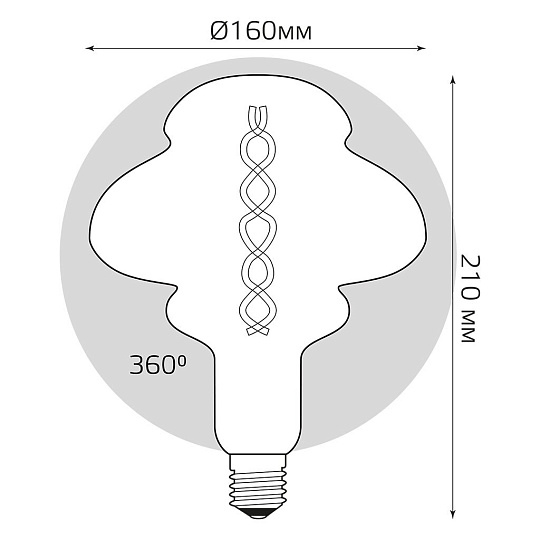 Лампа светодиодная Gauss Led Vintage Filament Flexible серая, 8 Вт, E27, теплый белый свет