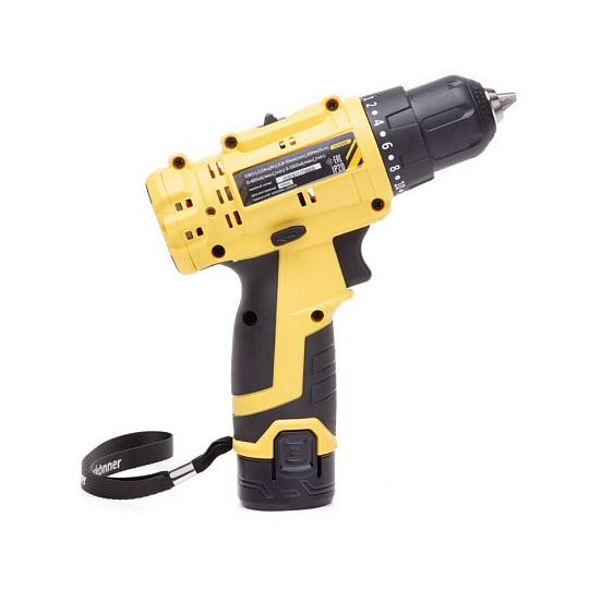 Дрель-шуруповерт аккумуляторный, Hanskonner, HCD1230R, бесщеточный, 12 В, 30 Нм, 2х2 Ач, кейс