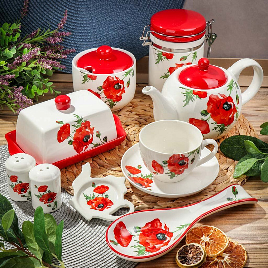Чайник заварочный доломит, 0.95 л, Daniks, Алый мак
