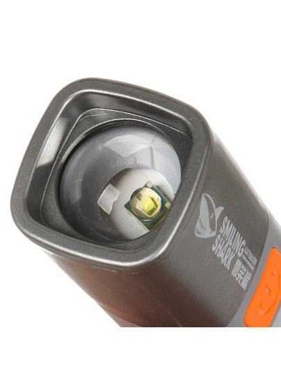 Фонарь встроенный аккумулятор, зарядка от USB, металл, пластик, карабин, DJ013