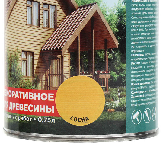 Защитно-декоративное покрытие Русские узоры, для дерева, сосна, 0.7 л