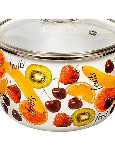 Кастрюля эмалированная сталь, 3 л, крышка стекло, Vitross, Fruits, 1SA205S/1SС185S, индукция