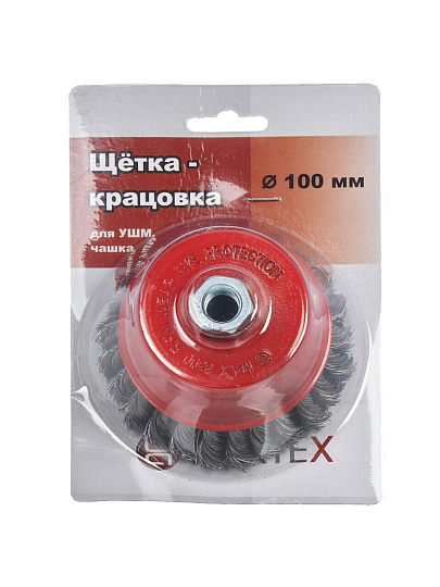 Щетка для УШМ Bartex, 100 мм, чашка, крученая проволока, гайка М14, 997100