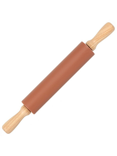 Скалка дерево, силикон, 43х5 см, Y4-9571