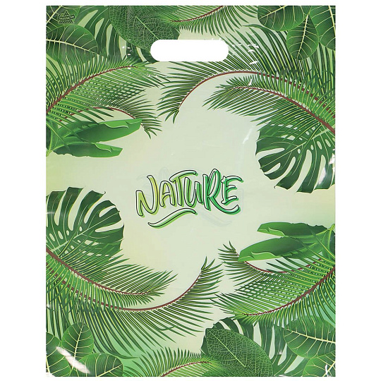 Пакет 31х43 см, 60 мкм, ПЭТ глянец, с вырубными ручками, в ассортименте, Тико, Малахит