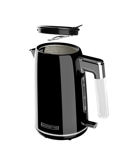Чайник электрический Polaris, PWK 1746CA, черный, 1.7 л, 2200 Вт, скрытый нагревательный элемент, нержавеющая сталь, пластик