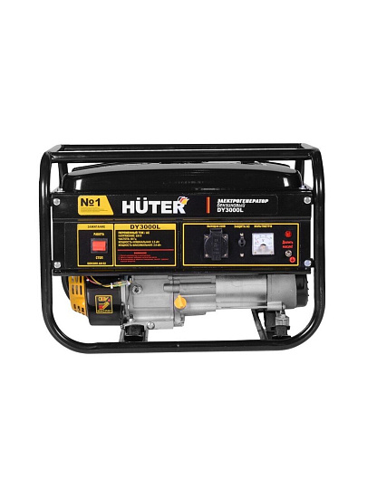 Генератор бензиновый, Huter, DY3000L, 2.7 кВт, четырехтактный, 7 л.с., 16 А, выход 12 В, 64/1/4