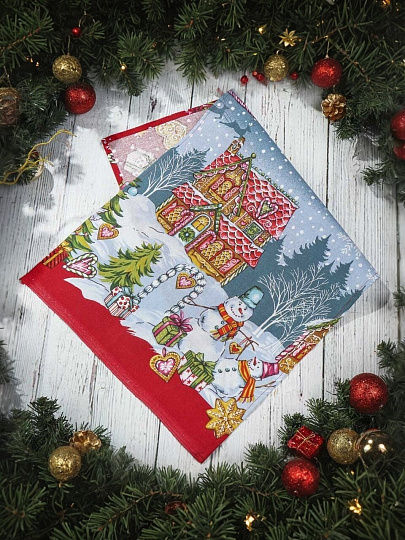 Полотенце кухонное 40х75 см, 100% хлопок, рогожка, Подарок БМ, красное, Россия