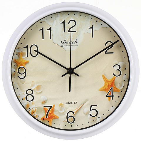 Часы настенные, 26 см, круглые, пластик, стекло, в ассортименте, Y6-6080
